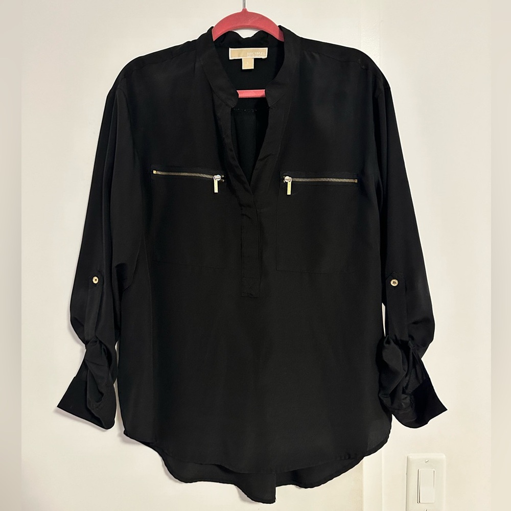 Michael Kors Black V Neck Blouse